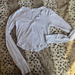 Garage Light Gray Snap-Button Long-sleeve top